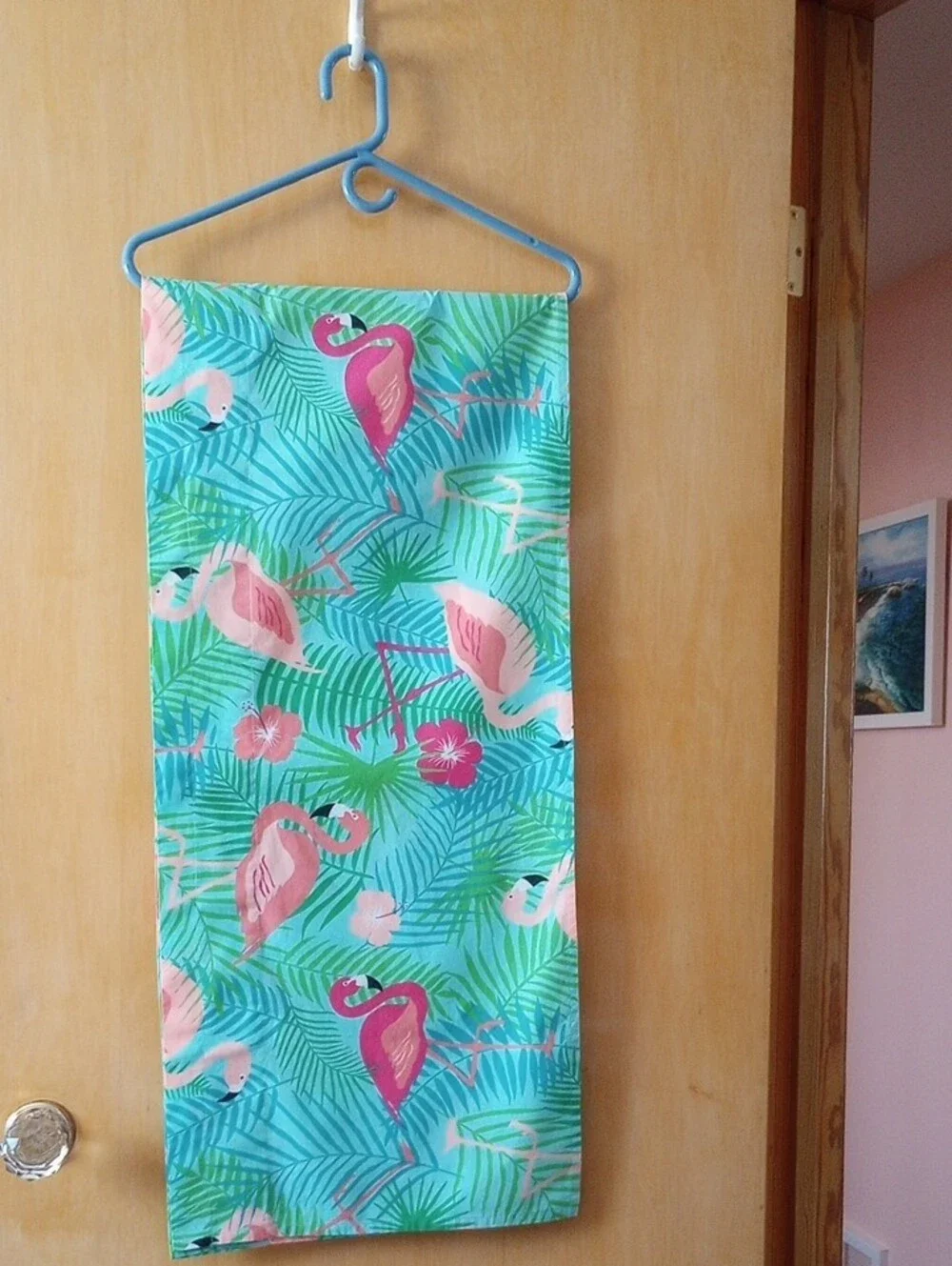Tropical Aqua and Pink Flamingo Curtain Valance